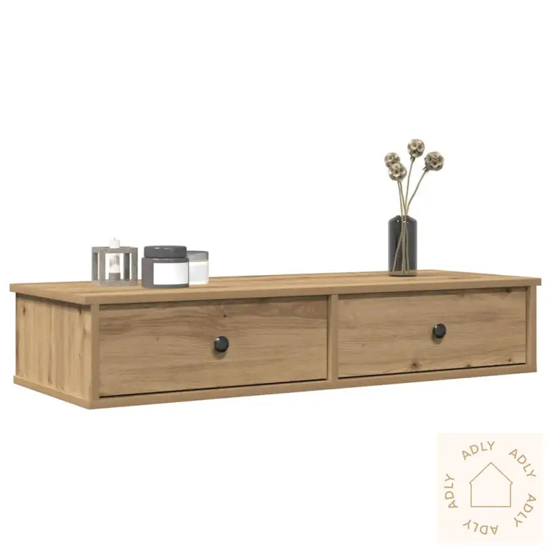 Vegghylle Med Skuffer Artisian Eik 100X37,5X19Cm Konstruert Tre
