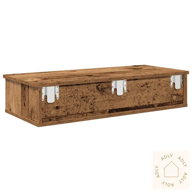 Vegghylle Med Skuffer Gammelt Tre 80X31X17 Cm Konstruert Tre
