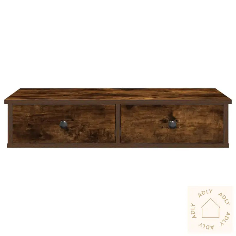 Vegghylle Med Skuffer Røkt Eik 80X31X17 Cm Konstruert Tre