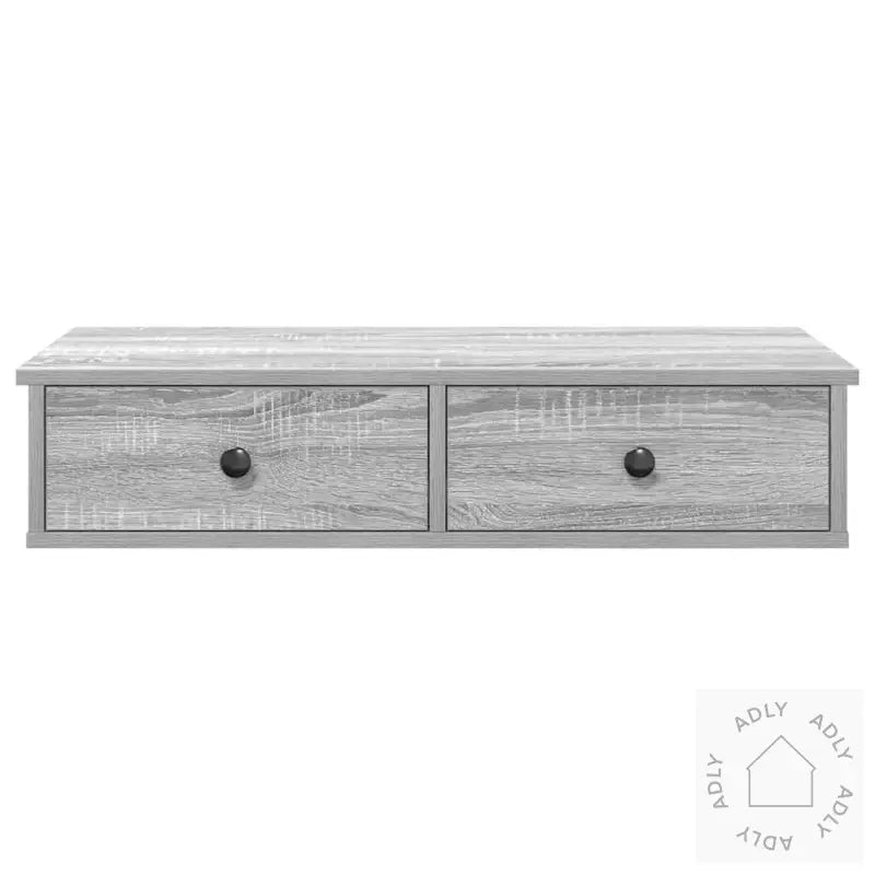 Vegghylle Med Skuffer Grå Sonoma 80X31X17 Cm Konstruert Tre