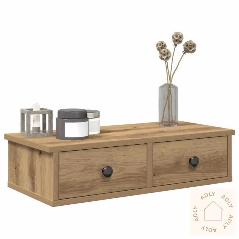 Vegghylle Med Skuffer Artisian Eik 60X25X15 Cm Konstruert Tre