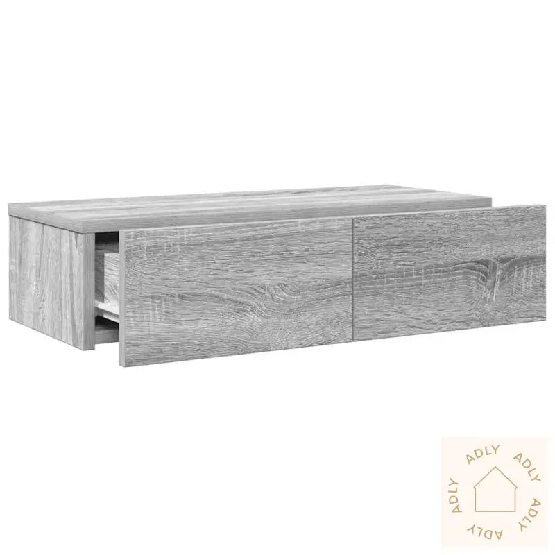 Vegghylle Med Skuffer Grå Sonoma 60X26,5X15 Cm Konstruert Tre