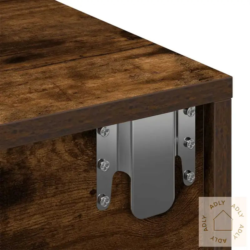 Vegghylle Med Skuffer Røkt Eik 100X36X19 Cm Konstruert Tre