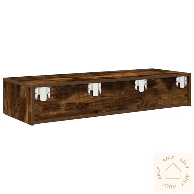 Vegghylle Med Skuffer Røkt Eik 100X36X19 Cm Konstruert Tre