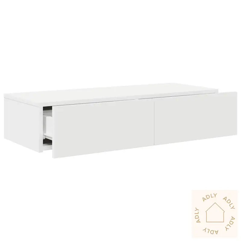 Vegghylle Med Skuffer Hvit 80X33X17 Cm Konstruert Tre
