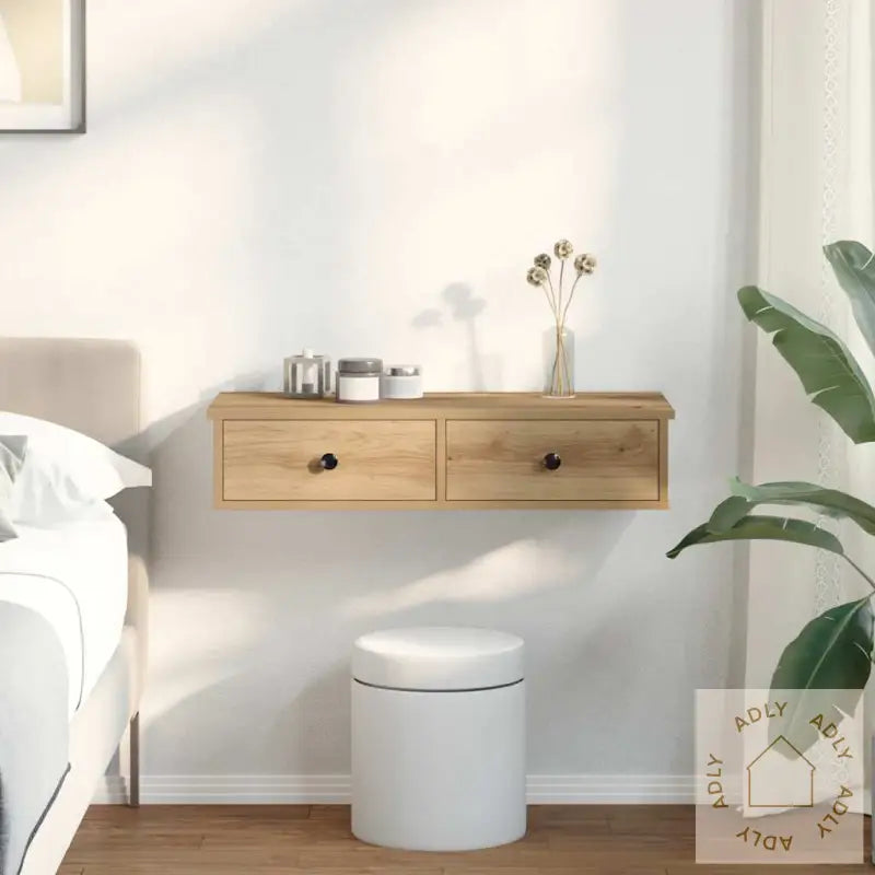 Vegghylle Med Skuffer Artisian Eik 80X31X17 Cm Konstruert Tre