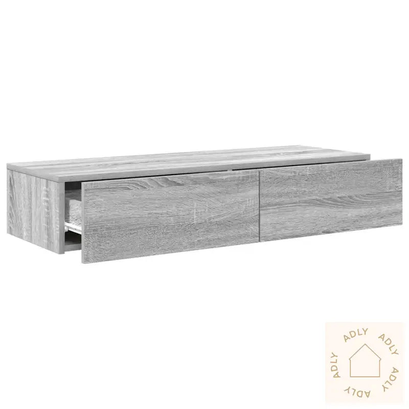 Vegghylle Med Skuffer Grå Sonoma 100X36X19 Cm Konstruert Tre