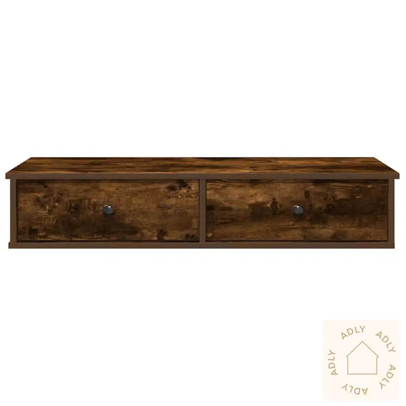 Vegghylle Med Skuffer Røkt Eik 100X37,5X19 Cm Konstruert Tre