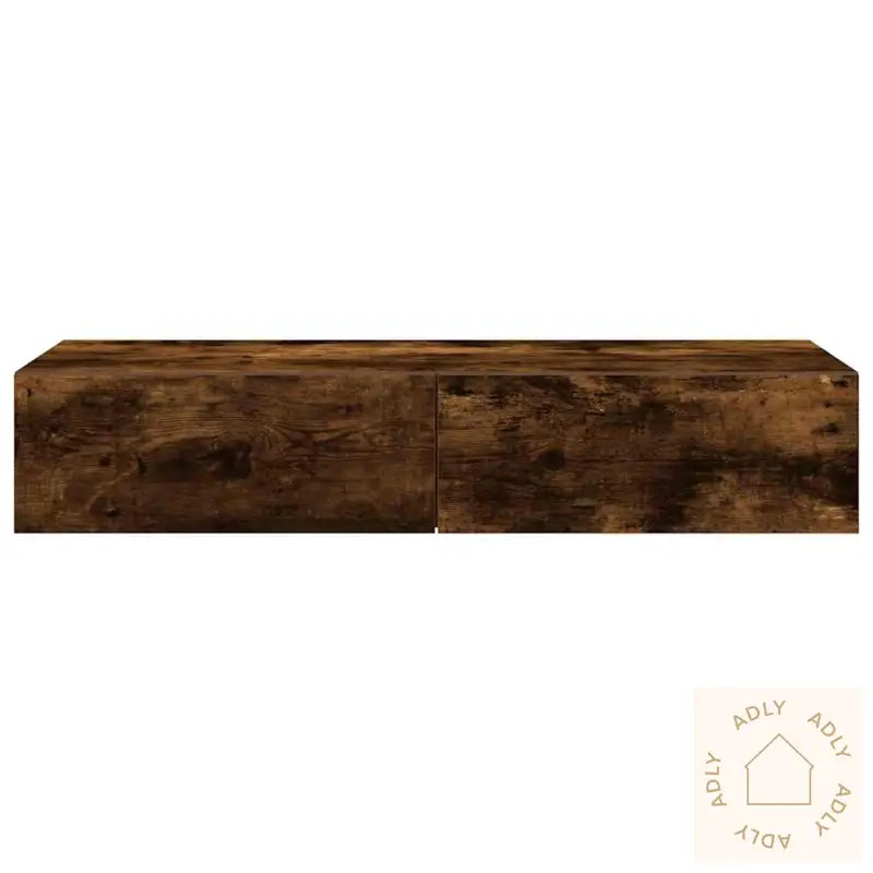 Vegghylle Med Skuffer Røkt Eik 100X36X19 Cm Konstruert Tre