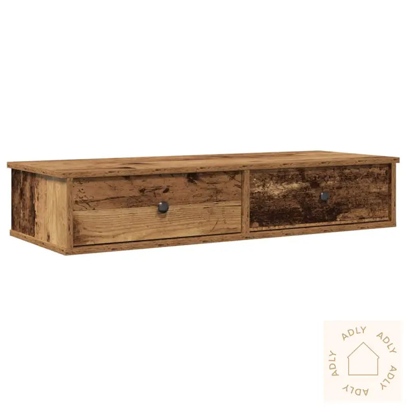 Vegghylle Med Skuffer Gammelt Tre 100X37,5X19 Cm Konstruert Tre