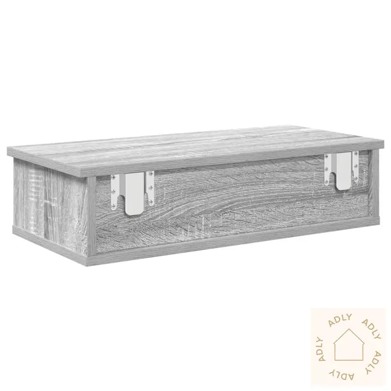 Vegghylle Med Skuffer Grå Sonoma 60X25X15 Cm Konstruert Tre