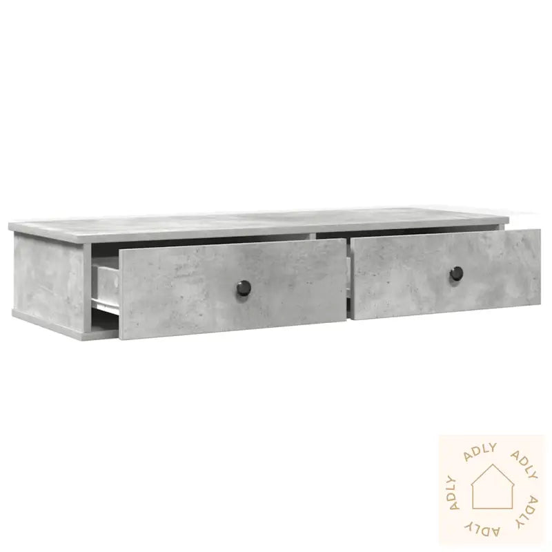 Vegghylle Med Skuffer Betonggrå 100X37,5X19 Cm Konstruert Tre