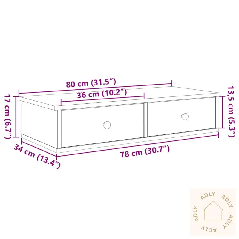 Vegghylle Med Skuffer Artisian Eik 80X31X17 Cm Konstruert Tre