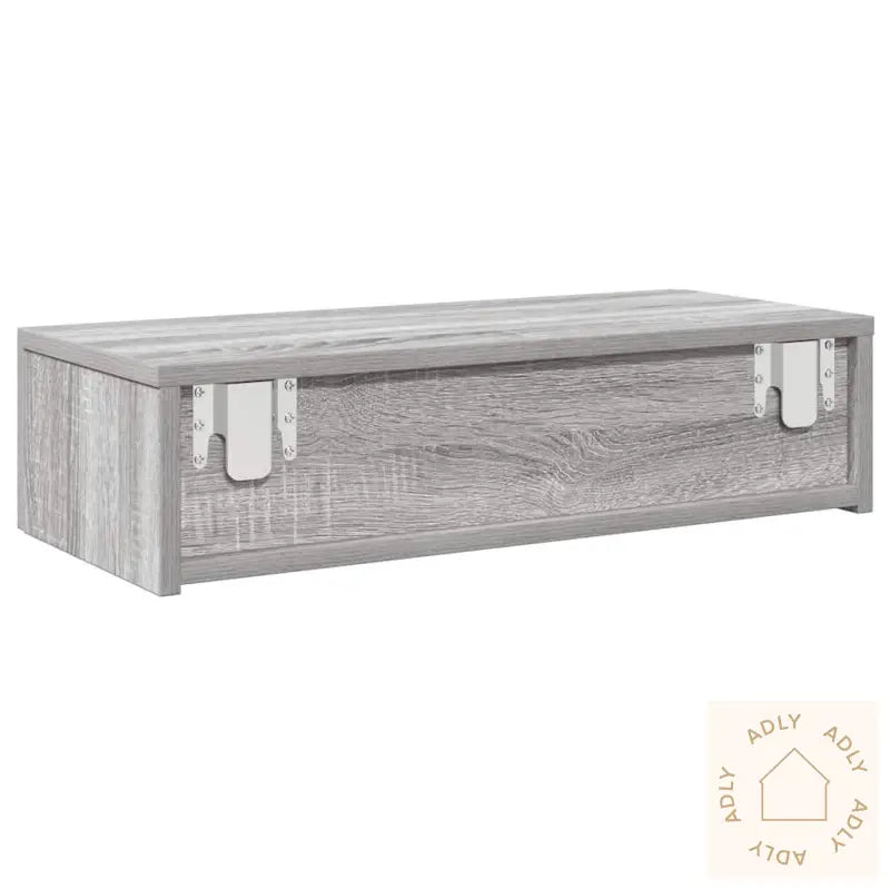 Vegghylle Med Skuffer Grå Sonoma 60X26,5X15 Cm Konstruert Tre