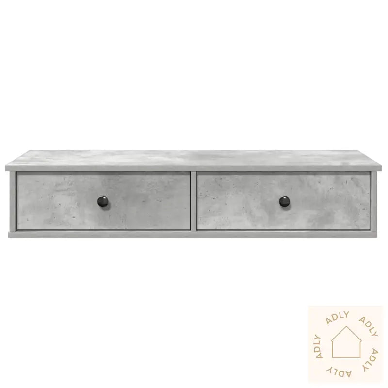 Vegghylle Med Skuffer Betonggrå 100X37,5X19 Cm Konstruert Tre