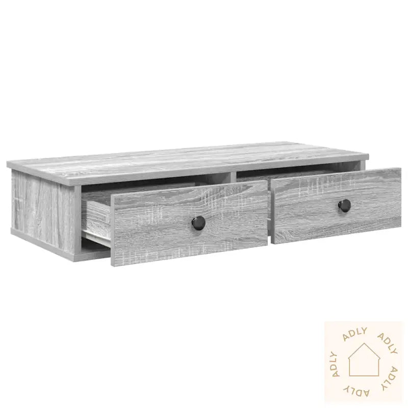 Vegghylle Med Skuffer Grå Sonoma 80X31X17 Cm Konstruert Tre