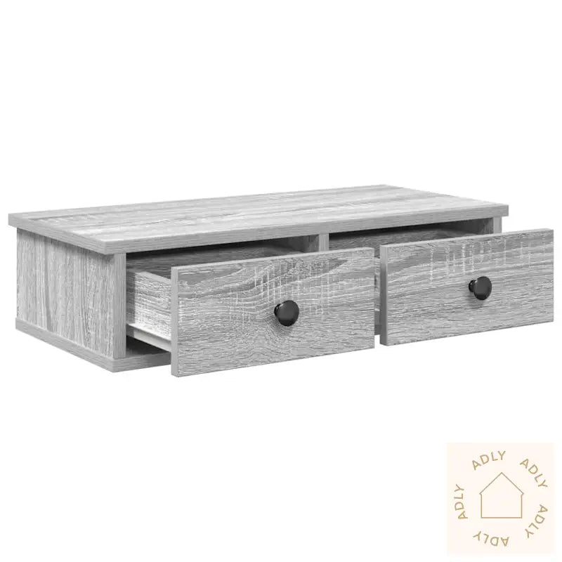 Vegghylle Med Skuffer Grå Sonoma 60X25X15 Cm Konstruert Tre