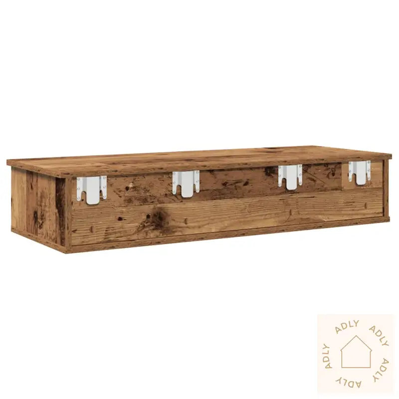 Vegghylle Med Skuffer Gammelt Tre 100X37,5X19 Cm Konstruert Tre