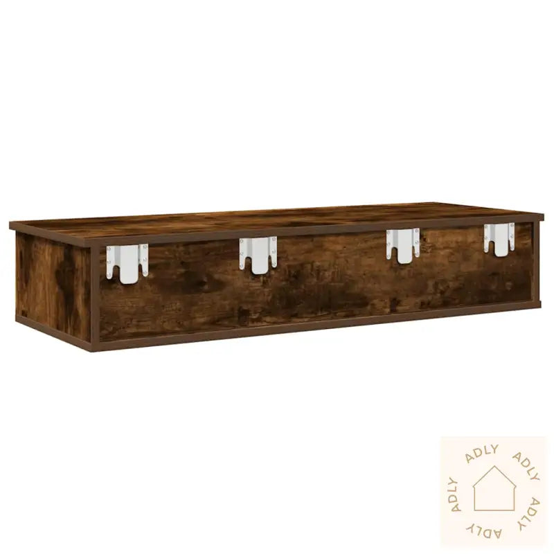 Vegghylle Med Skuffer Røkt Eik 100X37,5X19 Cm Konstruert Tre