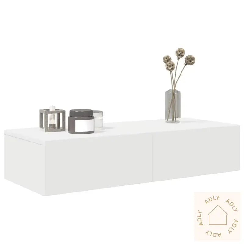 Vegghylle Med Skuffer Hvit 80X33X17 Cm Konstruert Tre