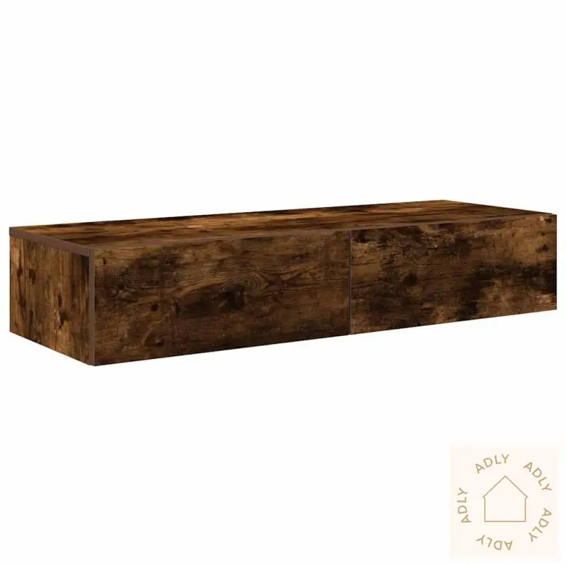 Vegghylle Med Skuffer Røkt Eik 100X36X19 Cm Konstruert Tre
