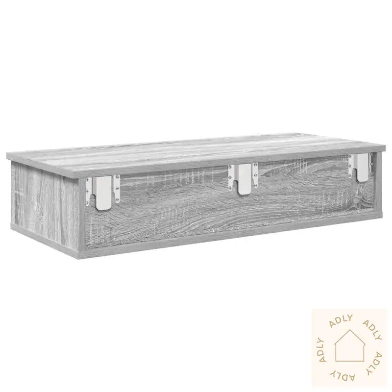 Vegghylle Med Skuffer Grå Sonoma 80X31X17 Cm Konstruert Tre