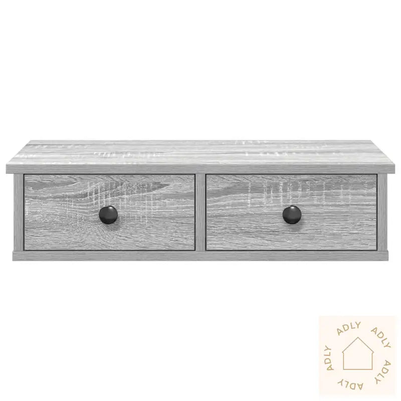Vegghylle Med Skuffer Grå Sonoma 60X25X15 Cm Konstruert Tre