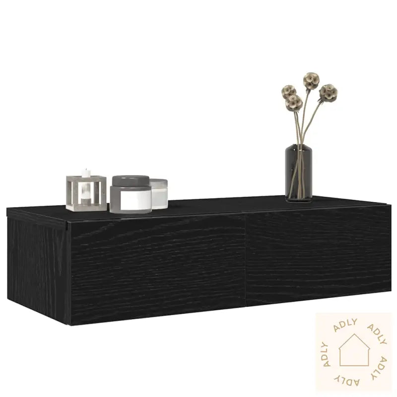 Vegghylle Med Skuffer Svart 60X26,5X15 Cm Konstruert Tre