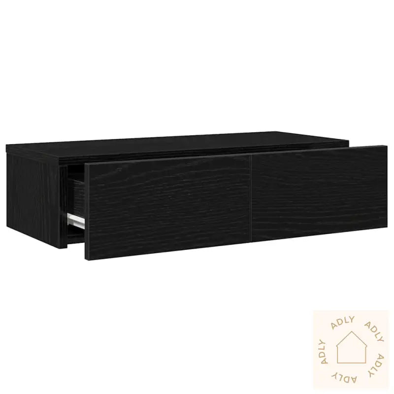 Vegghylle Med Skuffer Svart 60X26,5X15 Cm Konstruert Tre
