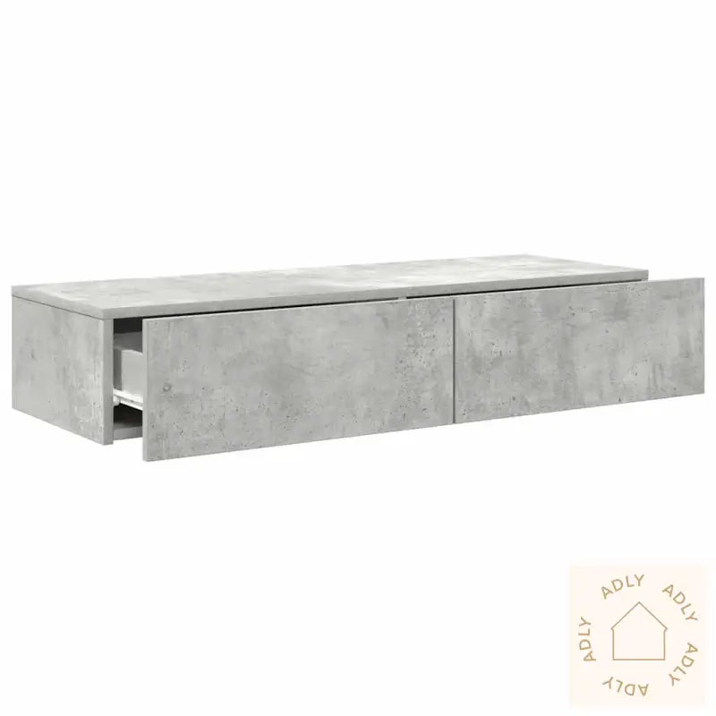Vegghylle Med Skuffer Betonggrå 100X36X19 Cm Konstruert Tre