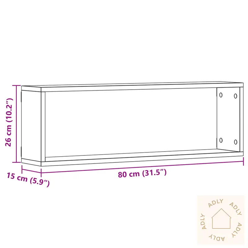 Vegghyller 4 Stk Svart Eik 80X15X26 Cm Laget Av Tre