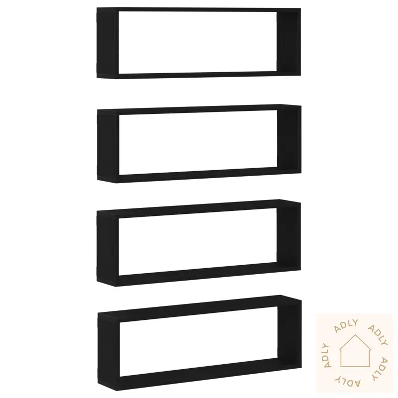 Vegghyller 4 Stk Svart Eik 80X15X26 Cm Laget Av Tre