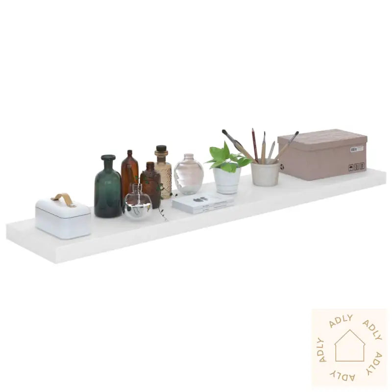 Flytende Vegghyller 2 Stk Høyglans Hvit 120X23,5X3,8 Cm Mdf