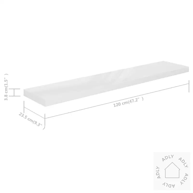 Flytende Vegghyller 4 Stk Høyglans Hvit 120X23,5X3,8 Cm Mdf