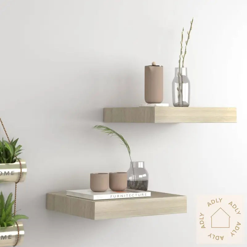 Flytende Vegghyller 2 Stk Eik 23X23,5X3,8 Cm Mdf