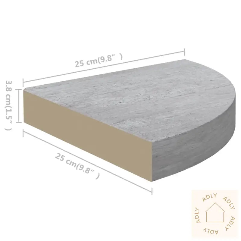 Hjørnehyller Vegghengt 2 Stk Betonggrå 25X25X3,8 Cm Mdf