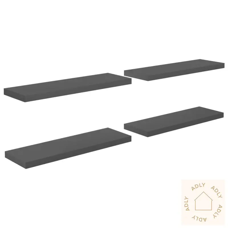 Flytende Vegghyller 4 Stk Høyglans Grå 80X23,5X3,8 Cm Mdf