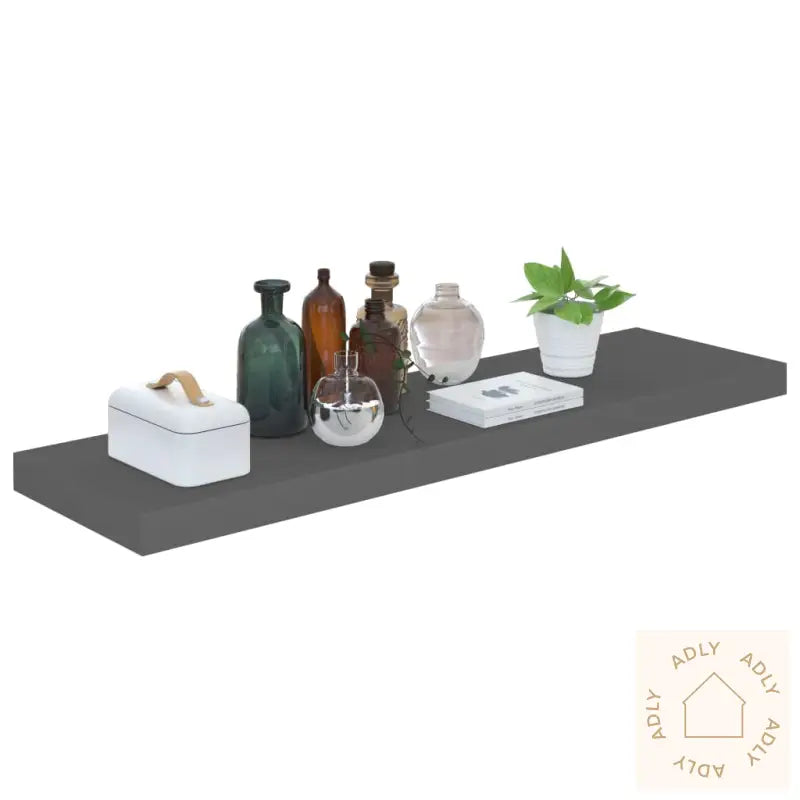 Flytende Vegghyller 4 Stk Høyglans Grå 90X23,5X3,8 Cm Mdf