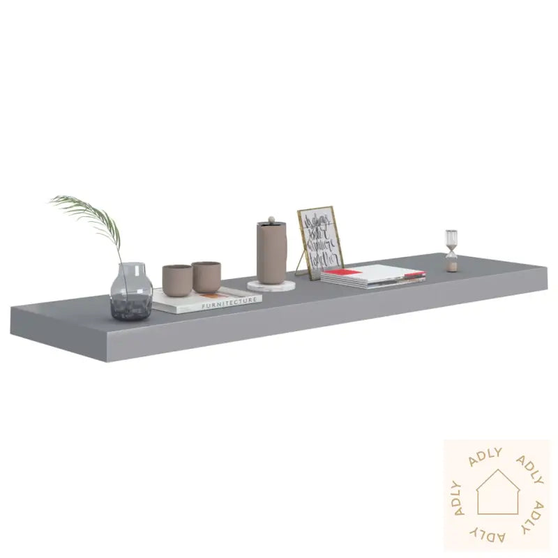 Flytende Vegghyller 4 Stk Grå 90X23,5X3,8 Cm Mdf