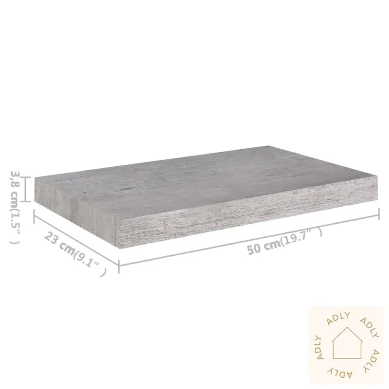 Flytende Vegghyller 4 Stk Betonggrå 50X23X3,8 Cm Mdf