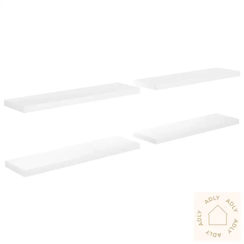Flytende Vegghyller 4 Stk Høyglans Hvit 90X23,5X3,8 Cm Mdf