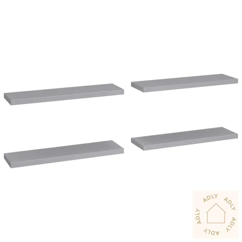 Flytende Vegghyller 4 Stk Grå 90X23,5X3,8 Cm Mdf