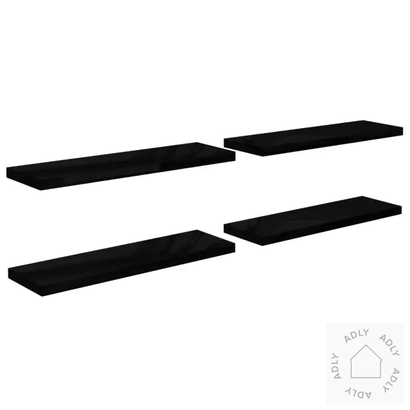 Flytende Vegghyller 4 Stk Høyglans Svart 120X23,5X3,8 Cm Mdf