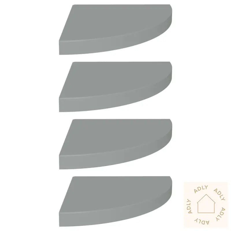Flytende Vegghyller 4 Stk Grå 35X35X3,8 Cm Mdf