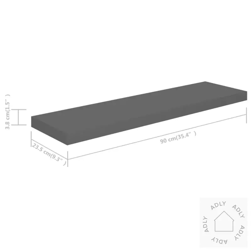 Flytende Vegghyller 4 Stk Høyglans Grå 90X23,5X3,8 Cm Mdf