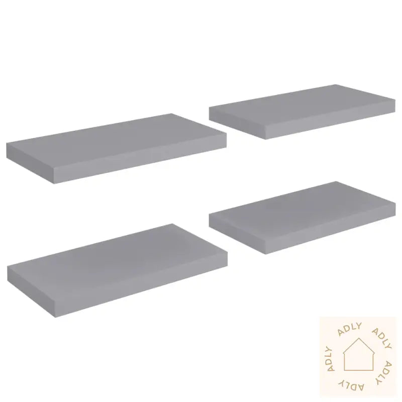 Flytende Vegghyller 4 Stk Grå 50X23X3,8 Cm Mdf