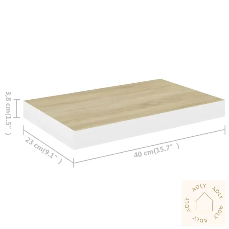 Flytende Vegghyller 2 Stk Eik Og Hvit 40X23,5X3,8 Cm Mdf