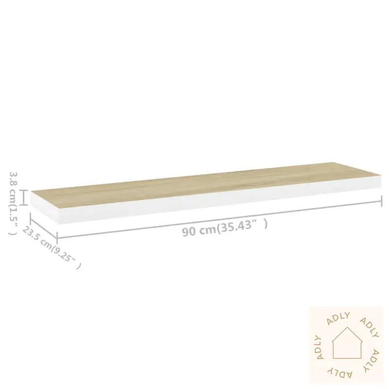 Flytende Vegghylle Eik Og Hvit 90X23,5X3,8 Cm Mdf