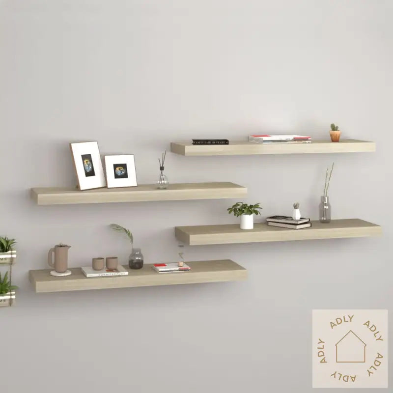 Flytende Vegghyller 4 Stk Eik 80X23,5X3,8 Cm Mdf