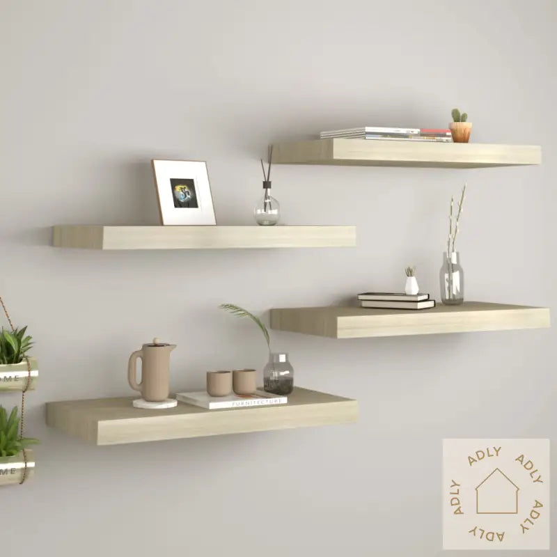 Flytende Vegghyller 4 Stk Eik 50X23X3,8 Cm Mdf